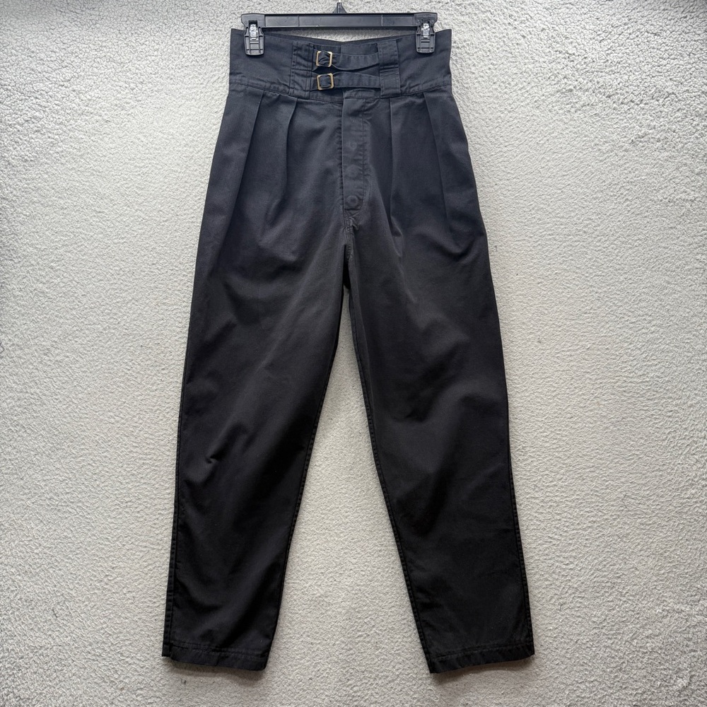Doen Women's Walker Pant Trousers High Waist Black Cotton Tapered Pockets Size 0
